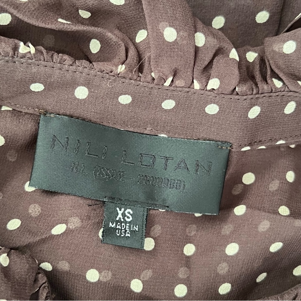 NILI LOTAN
Nicole Espresso Dot Print Silk Blouse Sz Xs - Picture 16 of 16